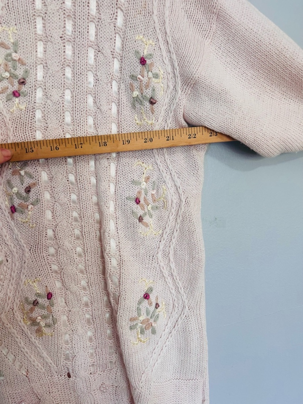 Vtg Shenanigans Cottagecore Floral Sweater M Pink Coquette Anthropologie Style - Picture 8 of 10